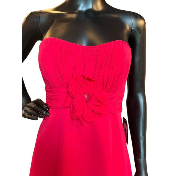 Red Chiffon Floral Mid-Length Dress - Picture 3 of 6